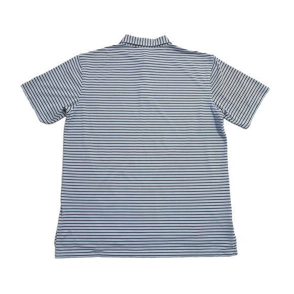 Peter Millar Striped Polo Shirt Classic Preppy Golf Blue Burgundy Size L - Picture 4 of 5
